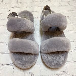 UGG Gray Fluffy Slippers